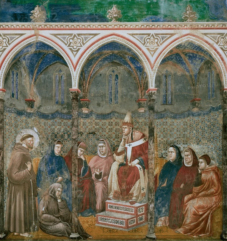 Saint Francis Preaching before Honorius III (from Legend of Saint Francis), 1295-1300. Creator: Giotto di Bondone (1266-1377).