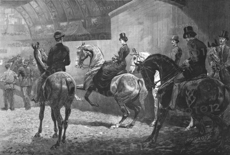 'At the Horse-Show - Waiting their turn to enter the ring', 1886. Creator: Unknown.