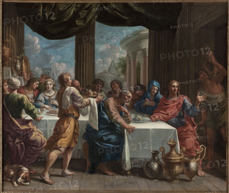 Les Noces de Cana. Esquisse pour le carton de la tapisserie tissée pour la tenture de la..., 1652. Creator: Charles Poerson.
