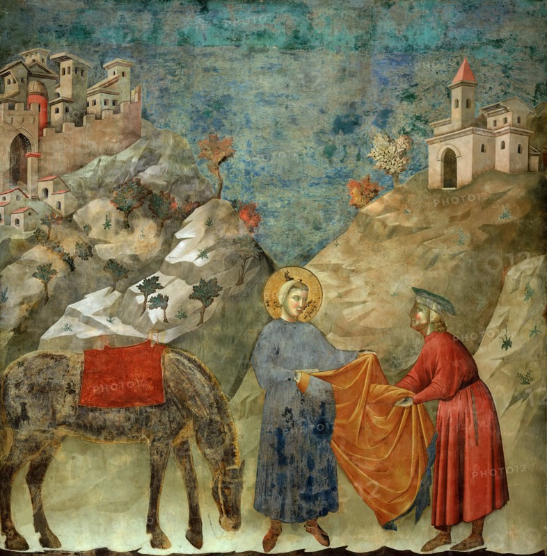 Saint Francis Giving his Mantle to a Poor Man (from Legend of Saint Francis), 1295-1300. Creator: Giotto di Bondone (1266-1377).