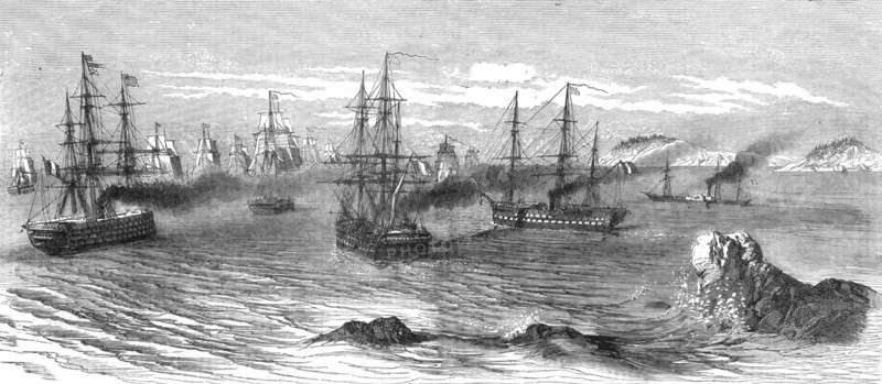 'The French and English Fleets approaching the Aland Islands', 1854. Creator: Unknown.