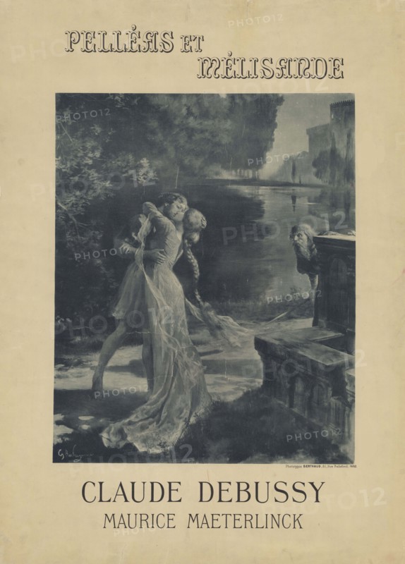 Poster for the prèmiere of the opera "Pelléas et Mélisande" by Claude Debussy and Maurice..., 1902. Creator: Rochegrosse, Georges Antoine (1859-1938).
