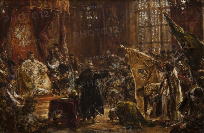 Presentation of Czar Vasili Shuisky by the hetman Stanislaw Zolkiewski at the Warsaw Sejm..., 1892. Creator: Matejko, Jan Alojzy (1838-1893).