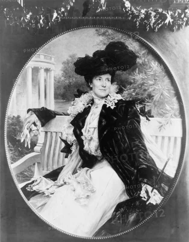 Edith Kermit Carow Roosevelt, three-quarter length portrait, seated on..., between c1902 and 1910. Creator: Frances Benjamin Johnston.