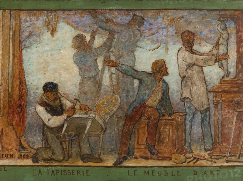 Art spreads its light far and wide: Crafts and industrial design: Sketch for the drawing..., 1880. Creator: Edmond Eugene Valton.