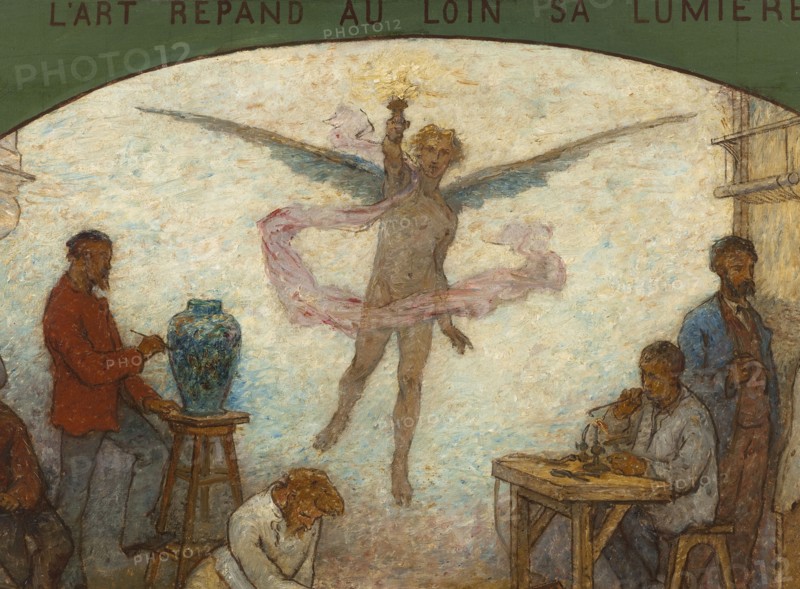 Art spreads its light far and wide: Crafts and industrial design: Sketch for the drawing..., 1880. Creator: Edmond Eugene Valton.