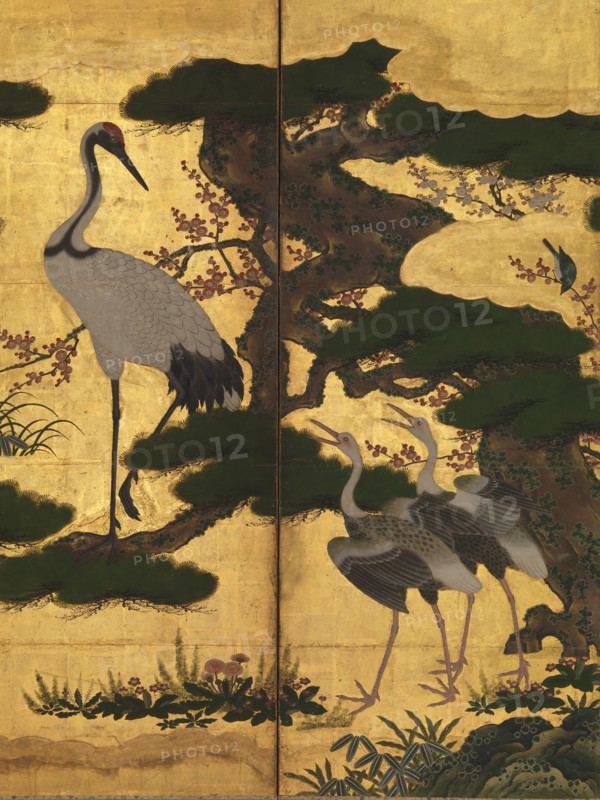 Birds and Flowers of the Four Seasons. Detail of  six-panel folding screen, End of 16th cen. Creator: Anonymous.