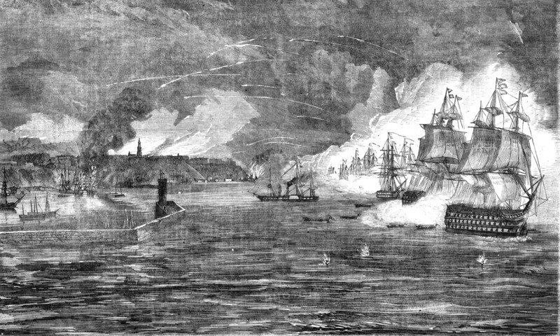 'Bombardment of Odessa by the French and English Fleets on April 22, 1854', 1854. Creator: Unknown.