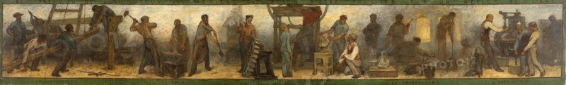 Near or far all trades need to be touched by a reflection of art: Trades: Sketch for the..., 1887. Creator: Edmond Eugene Valton.