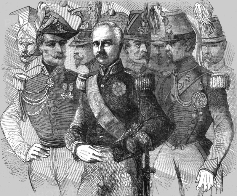 'General Baraguay D'Hilliers, French Minister at Constantinople, and his staff 1849', 1854. Creator: Unknown.