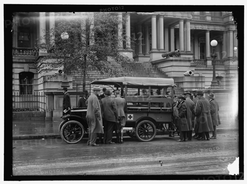 Red Cross vehicle at State Department, between 1916 and 1918. Creator: Harris & Ewing.