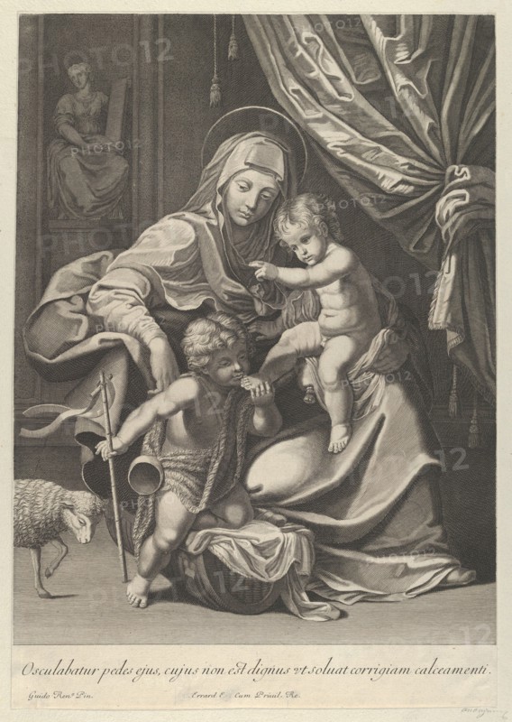 The Virgin seated with the infant Christ on her lap, the young Saint John the Baptist..., 1625-89. Creator: Anon.