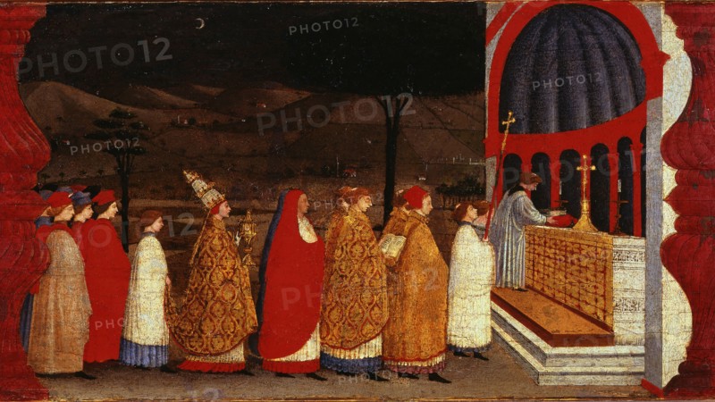 The Miracle of the Desecrated Host (Predella Panel for the church of Corpus Domini in..., 1465-1469. Creator: Uccello, Paolo (1397-1475).
