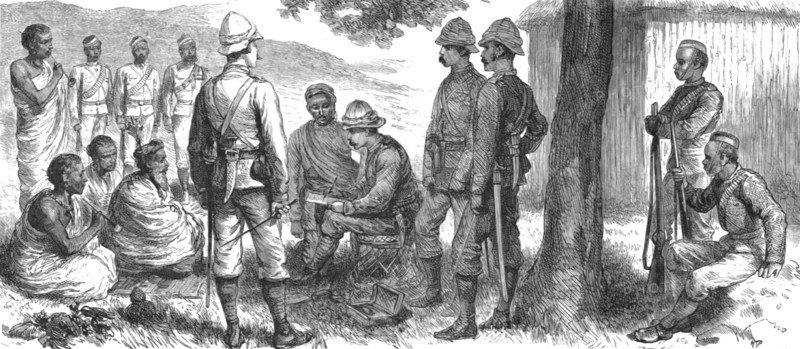 ''With the Chin-Lushai Expeditionary Force; The Rajah Lienpunga making his Submission', 1890. Creator: Unknown.
