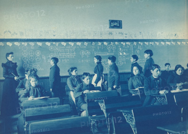 Native Americans during mathematics class at Indian School, Carlisle, Pennsylvania, 1901. Creator: Frances Benjamin Johnston.