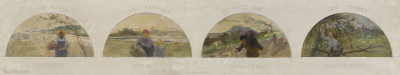Esquisse pour la salle à manger de l'Hôtel de Ville de Paris : Montreuil : les pêches..., c1891-1892 Creator: Paul Louis Delance.