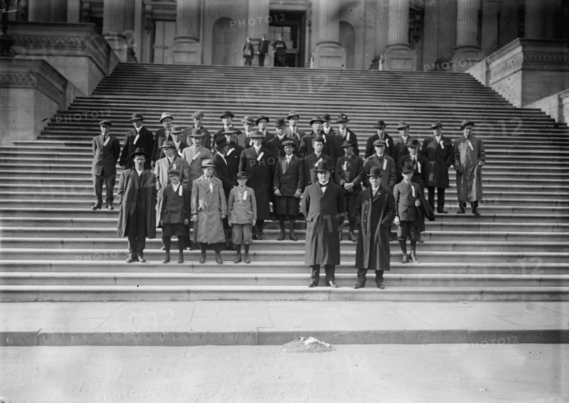 Cotton Growers On Capitol Steps - Congressman Tom Heflin of Alabama, Front Center, 1912. Creator: Harris & Ewing.
