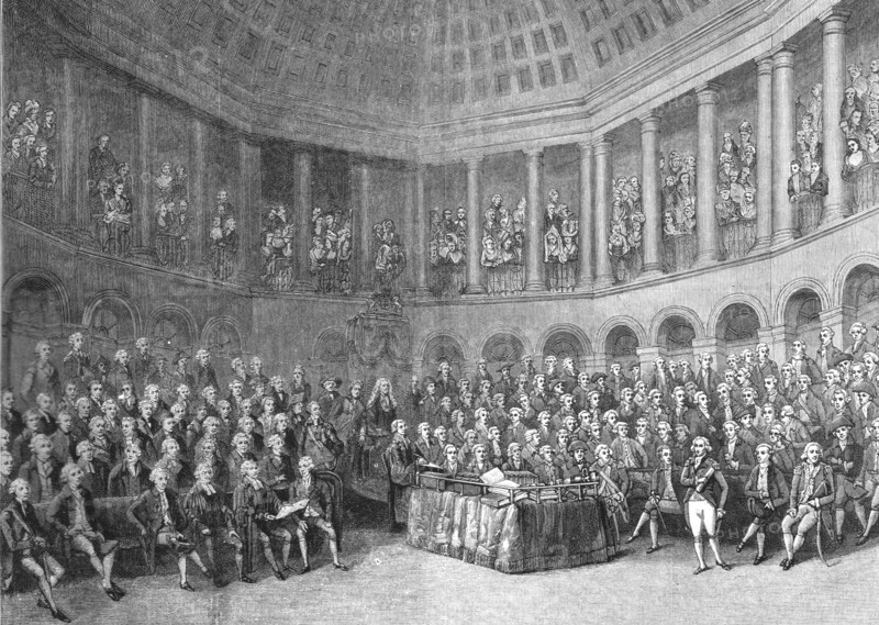 'Henry Grattan moving the Declaration of the Irish Rights in the Irish House of Commons, 19 April 17 Creator: Unknown.