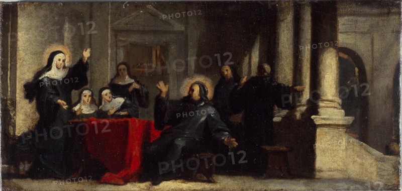 Sainte Scolastique obtenant du ciel une pluie accompagnée de tonnerre pour empêcher saint..., c1706. Creator: Louis Galloche.