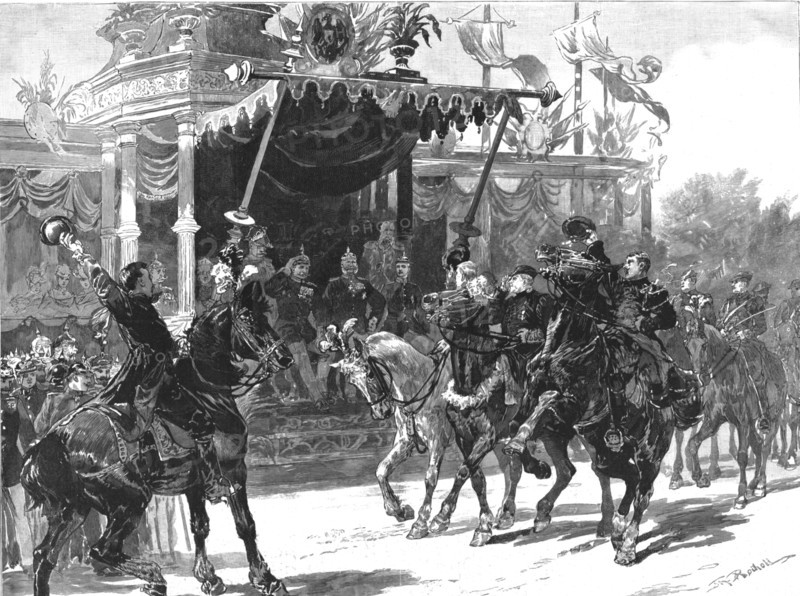 ''The Recent Festivities at Altenburg- The March Past of Peasents in their National Costumes Before  Creator: Unknown.