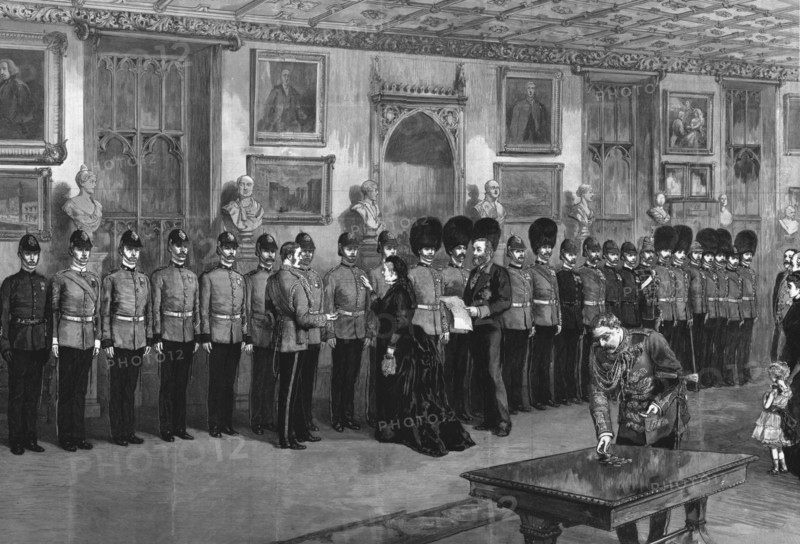 'The recent Soudan Campaigns - The Queen at Windsor Castle Distributing Medals, 1886 Creator: Unknown.