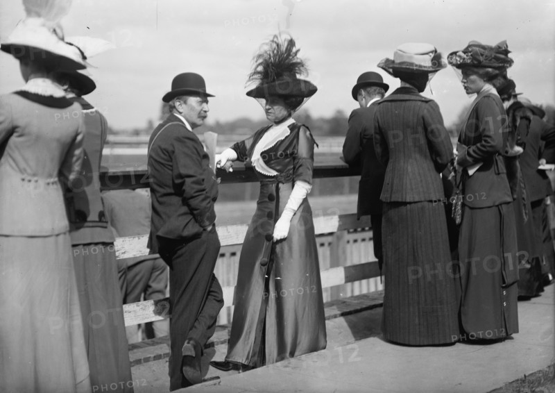 Benning Races - August Belmont And Mrs. Donald Cameron, 1912. Creator: Harris & Ewing.