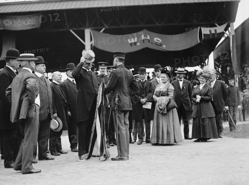 District of Columbia Public Schools - Secretary of War Dickinison Presenting Banner To..., 1911. Creator: Harris & Ewing.