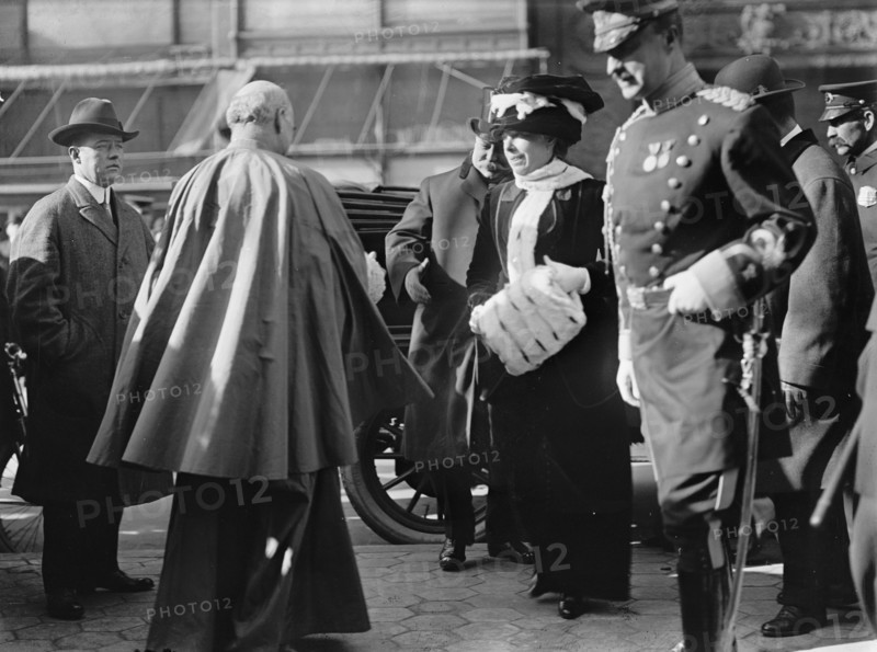 Pan American Mass, Thanksgiving Day At St. Patrick's - Father Russell; Taft; Mrs. Taft...,  1912. Creator: Harris & Ewing.