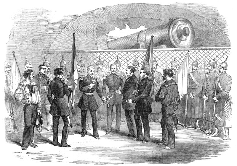 Bomarsund - General Bodiscoe, the Russian Governor, surrendering himself to the English and..., 1854 Creator: Unknown.