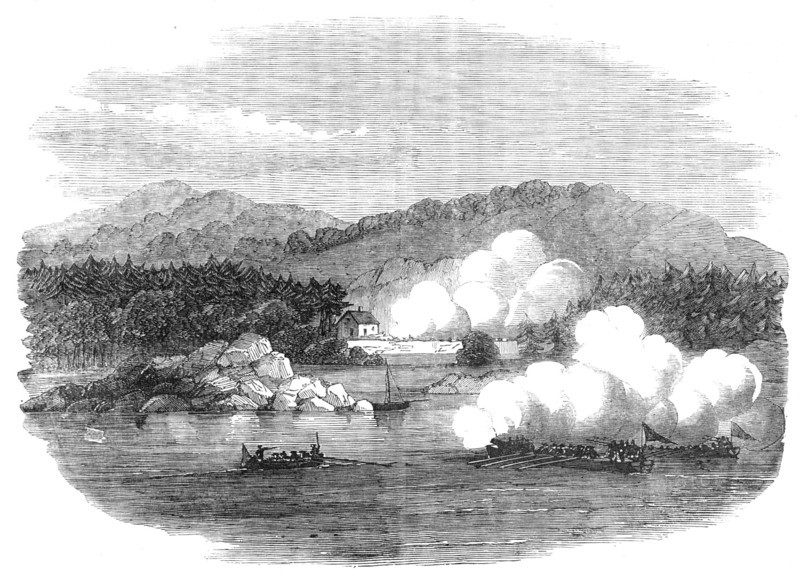 Boat Attack, by H.M.S. "Gorgon" on on of the Aland Isles, 1854. Creator: Unknown.