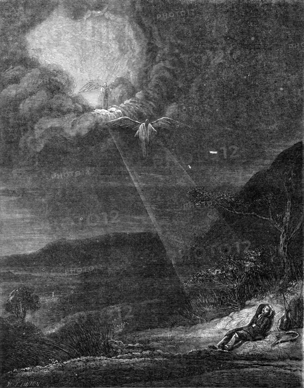 Jacob's Dream, by Rembrandt, 1854. Creator: W. J. Linton.