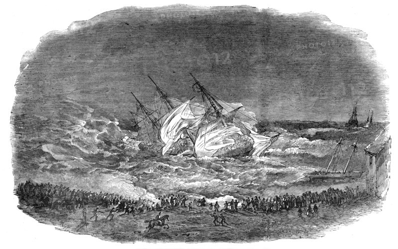 Wreck of the Troop-ship "Charlotte" - Attempt of the Life-Boat, 1854. Creator: Unknown.