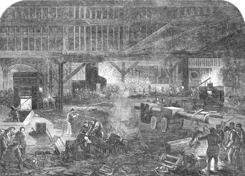 Mare and Co.'s Iron Ship-Building Works, 1854. Creator: Charles William Sheeres.