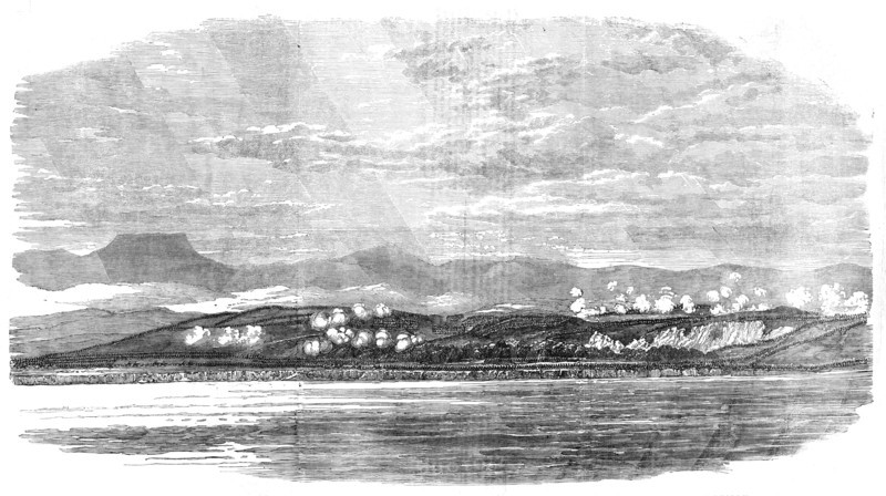 Battle of the Alma - sketched from the Mizen-Top of H.M.S. "Retribution", by Lieutenant..., 1854. Creator: Unknown.