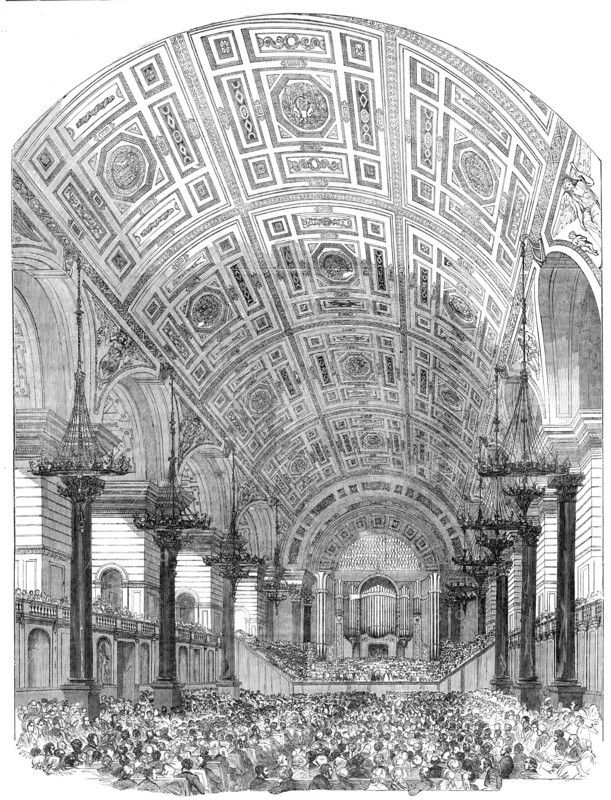 Interior of St. George's Hall, Liverpool, from the South - Performance of the First Oratorio, 1854. Creator: Unknown.