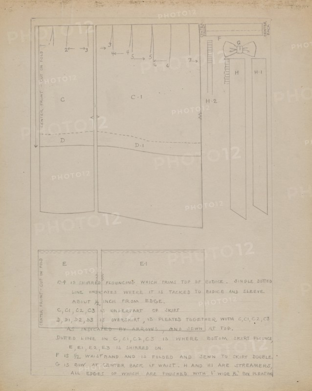 Dress Pattern, c. 1936.