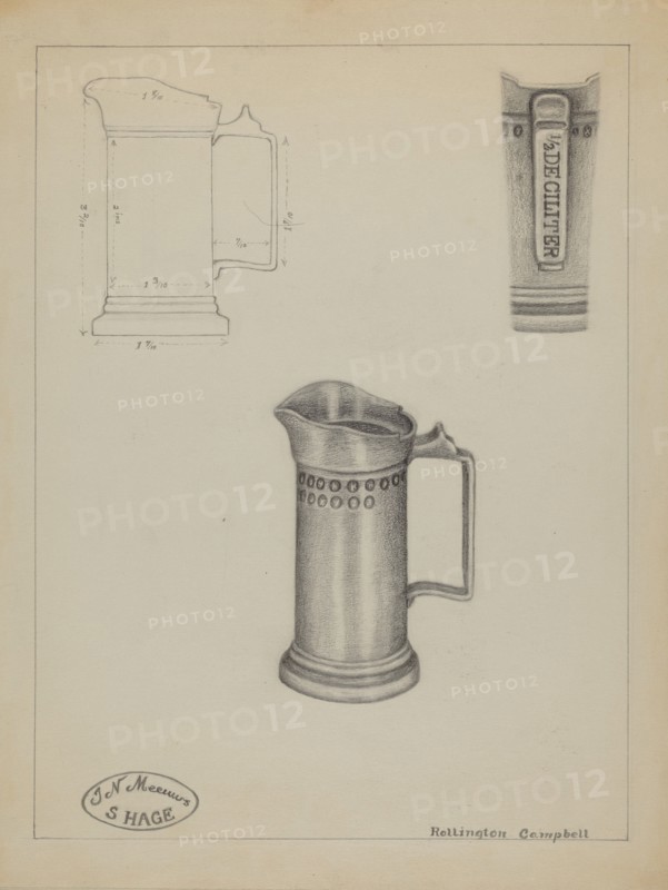 Pewter Pitcher, c. 1936.