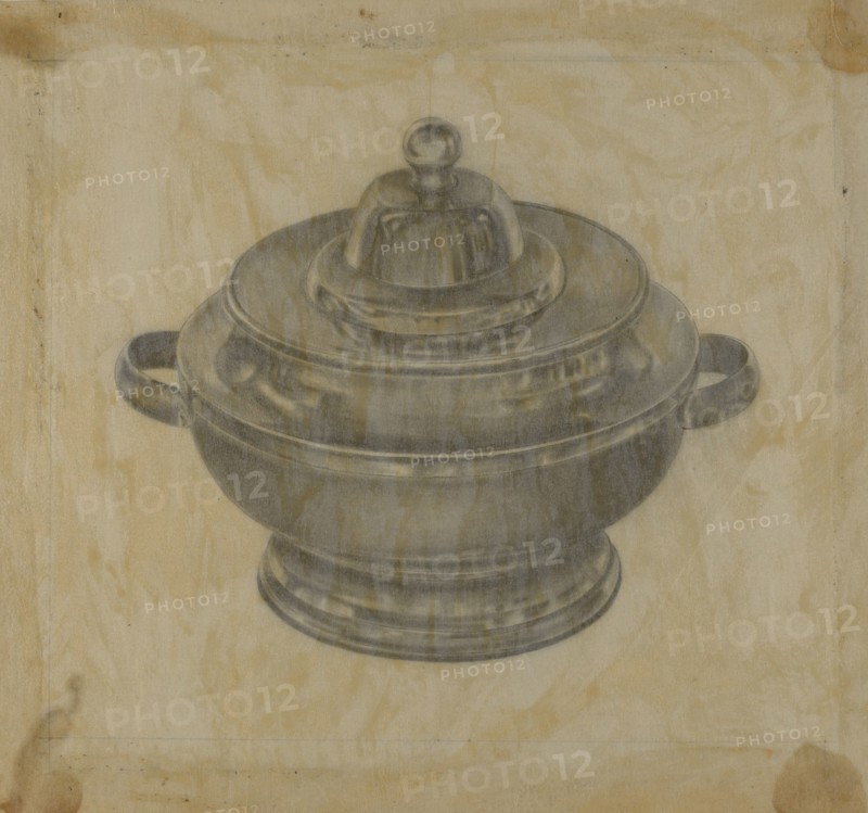 Pewter Sugar Bowl, c. 1937.