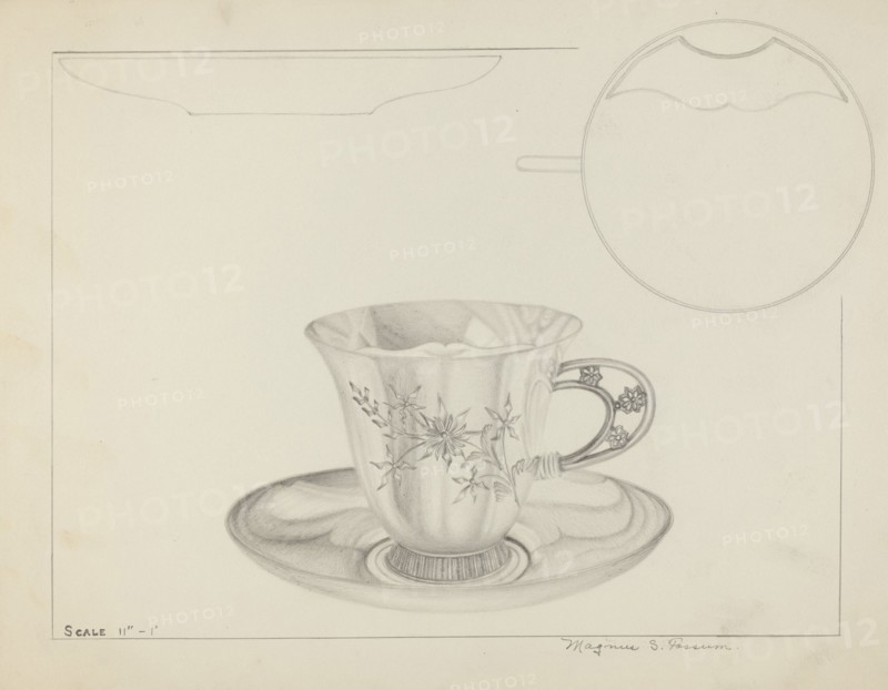 Silver Cup and Saucer, c. 1936.