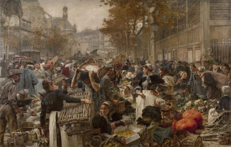Les Halles, 1895. Market in Paris.
