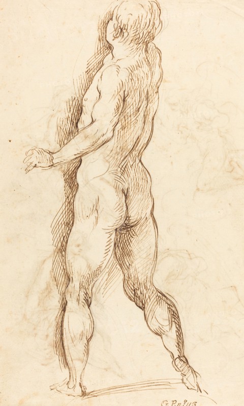 Nude Man Seen from Behind [verso].