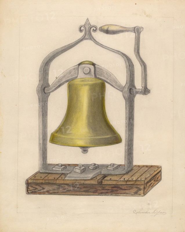 Portable Brass Hand Bell, c. 1936.