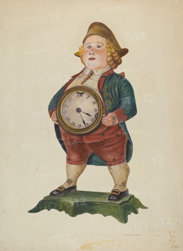Decorated Cast Iron Clock, c. 1942.