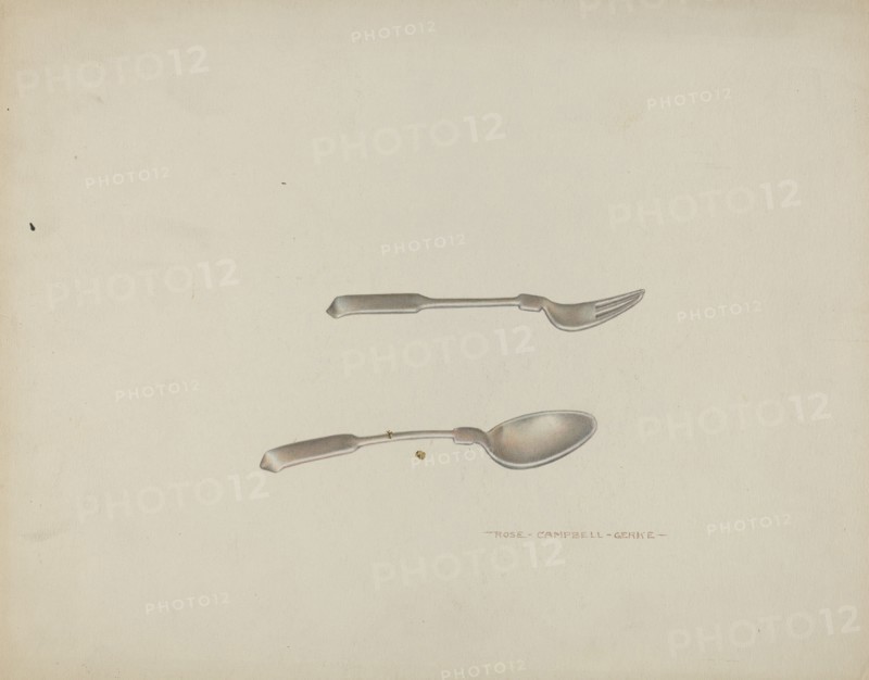 Silver Baby Spoon and Fork, c. 1939.