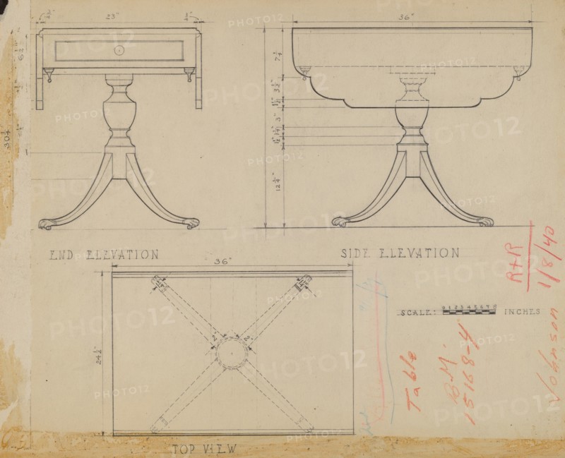 Drop Leaf, Pedestal Table, 1935/1942.