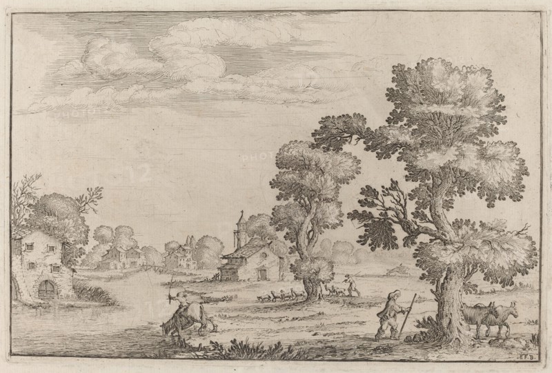 Lakeside Village with Herdsmen, 1638.
