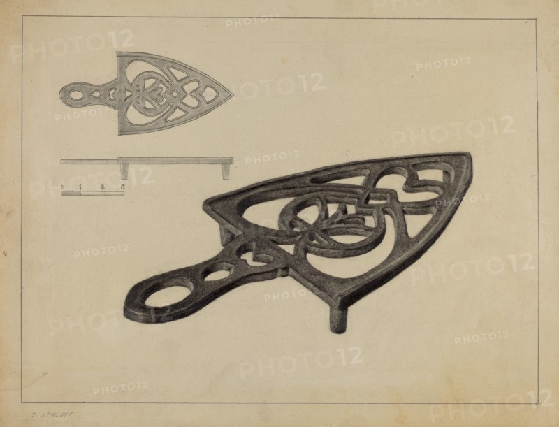 Pa. German Flat-iron Holder, c. 1938.