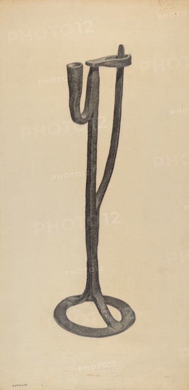 Candle and Rush Light Holder, c. 1938.