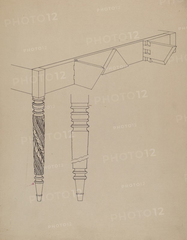 Details of Dining Room Table, c. 1936.