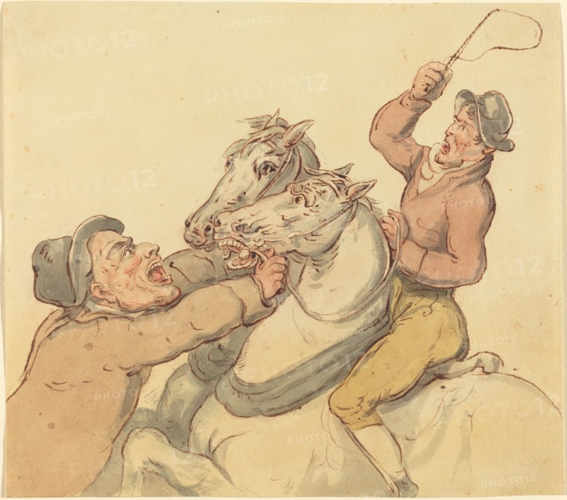 Drovers with a Pair of Rearing Horses.